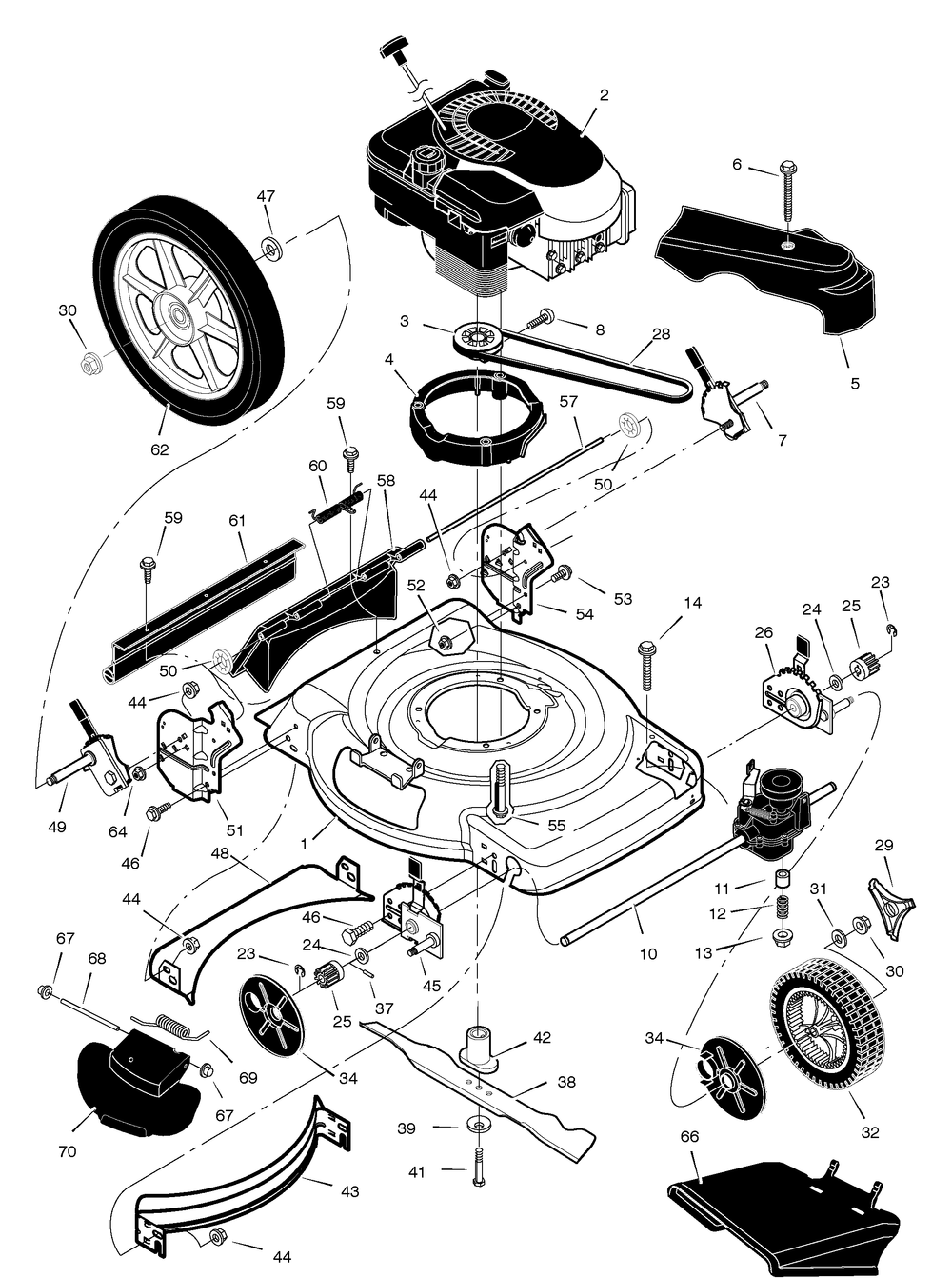 Mower Housing Assembly Diagram and Parts List for 229611X83A 2005 Briggs and Stratton Lawn Mower